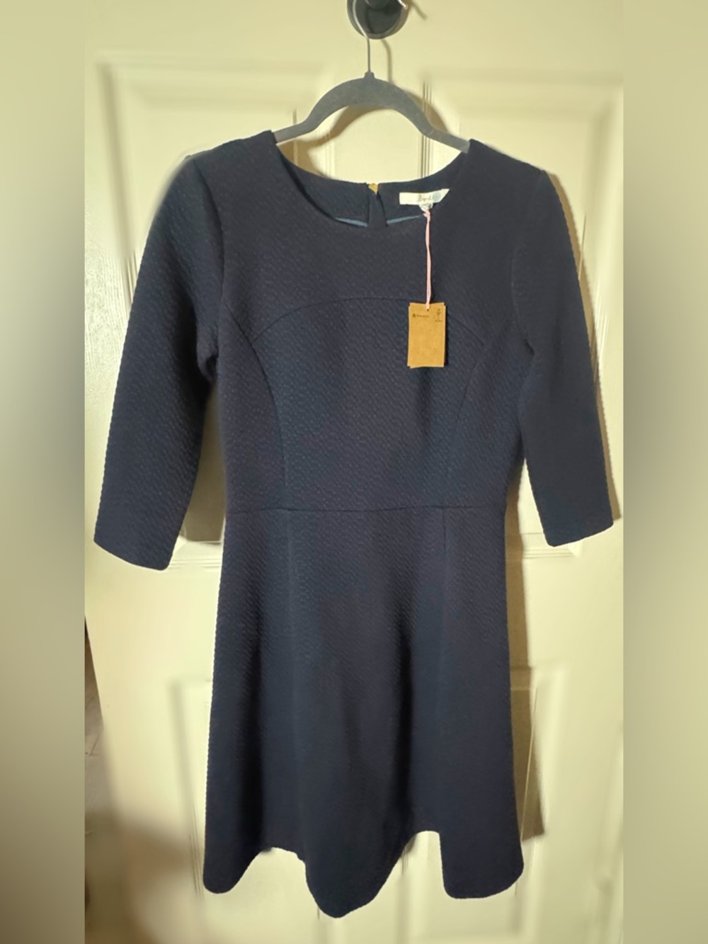 Boden Navy Textured Fit-and-Flare Dress size 8 NWT